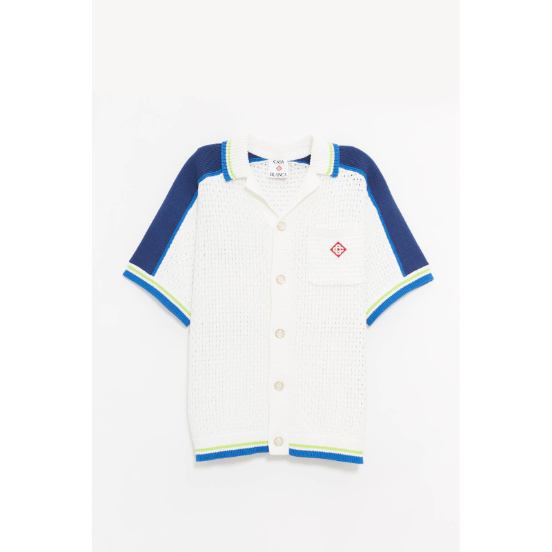 CASABLANCA WHITE BLUE CROCHET SHIRT
